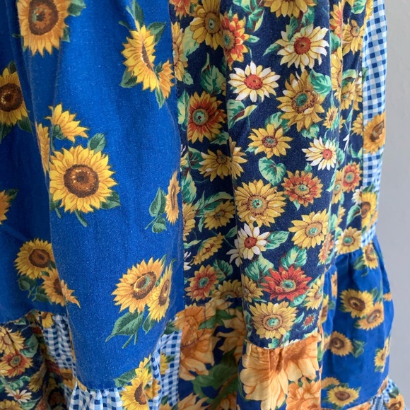 Patchwork sunflower midi dress size Small - Picture 4 of 5